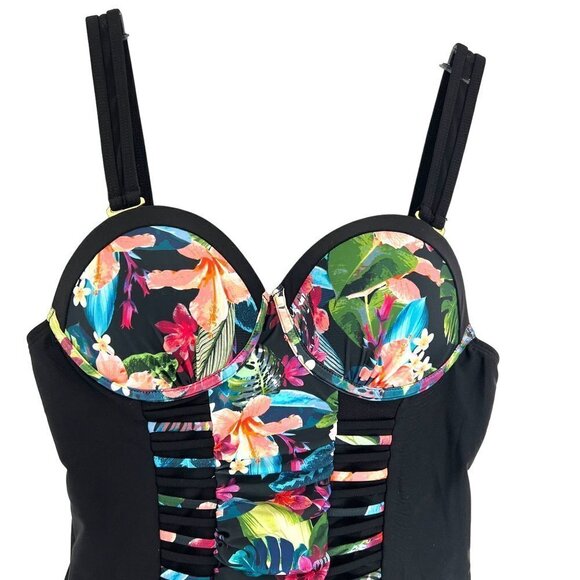 Swimsuits for All 1 Piece Ruched Swimsuit Size 6 Underwire Tummy Control Floral - Picture 3 of 12